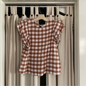 target a new day ruffle gingham linen blend shirt